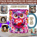 Pack Artes Corujas Sublimação De Canecas + 12 Clip-arts