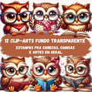 Pack Artes Corujas Sublimação De Canecas + 12 Clip-arts